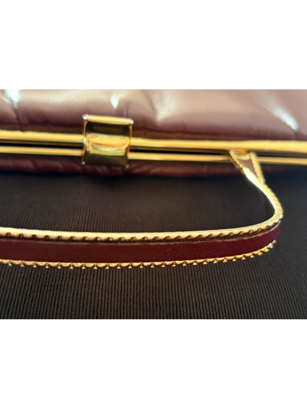 Vintage Ande Purse Enameled Gold Twist Handle Handbag with Gold Hardware Coin - Picture 4 of 5